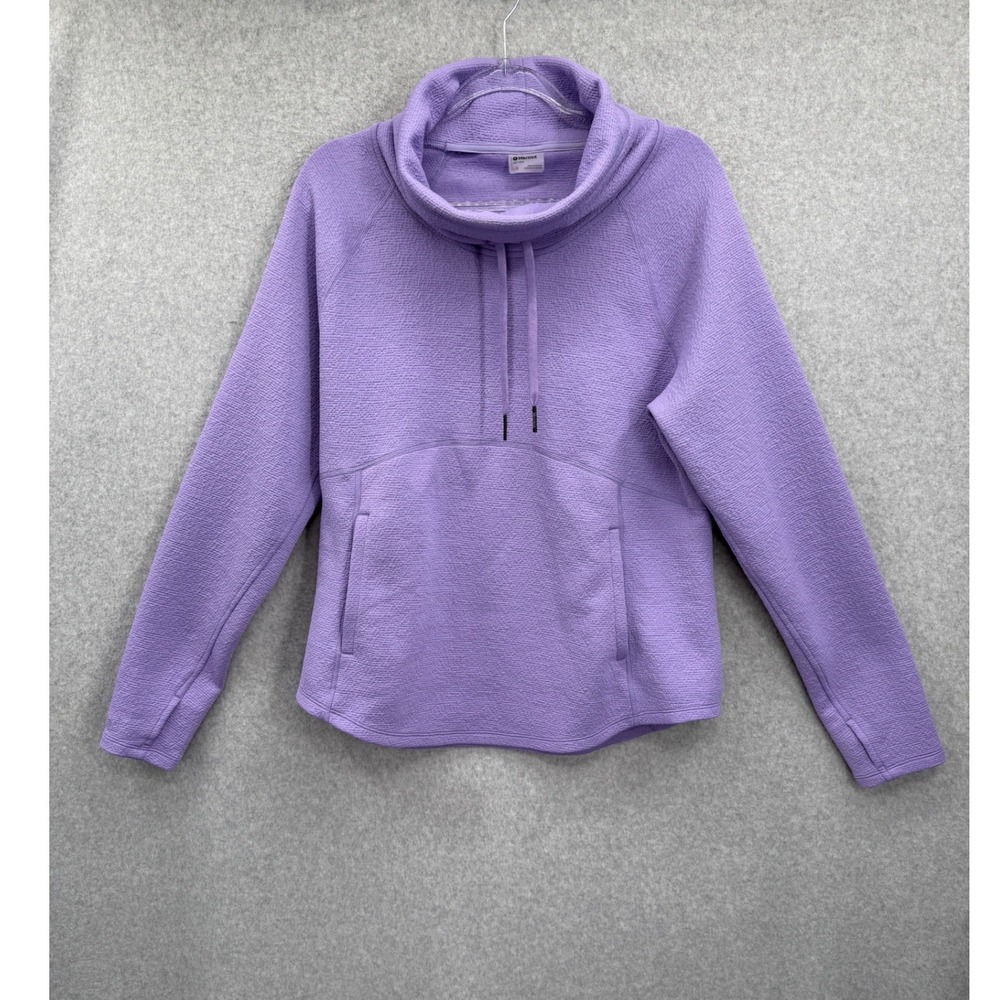 Marmot Fleece Pullover Women L Purple Cowl Neck Drawstring Textured‎ M12627